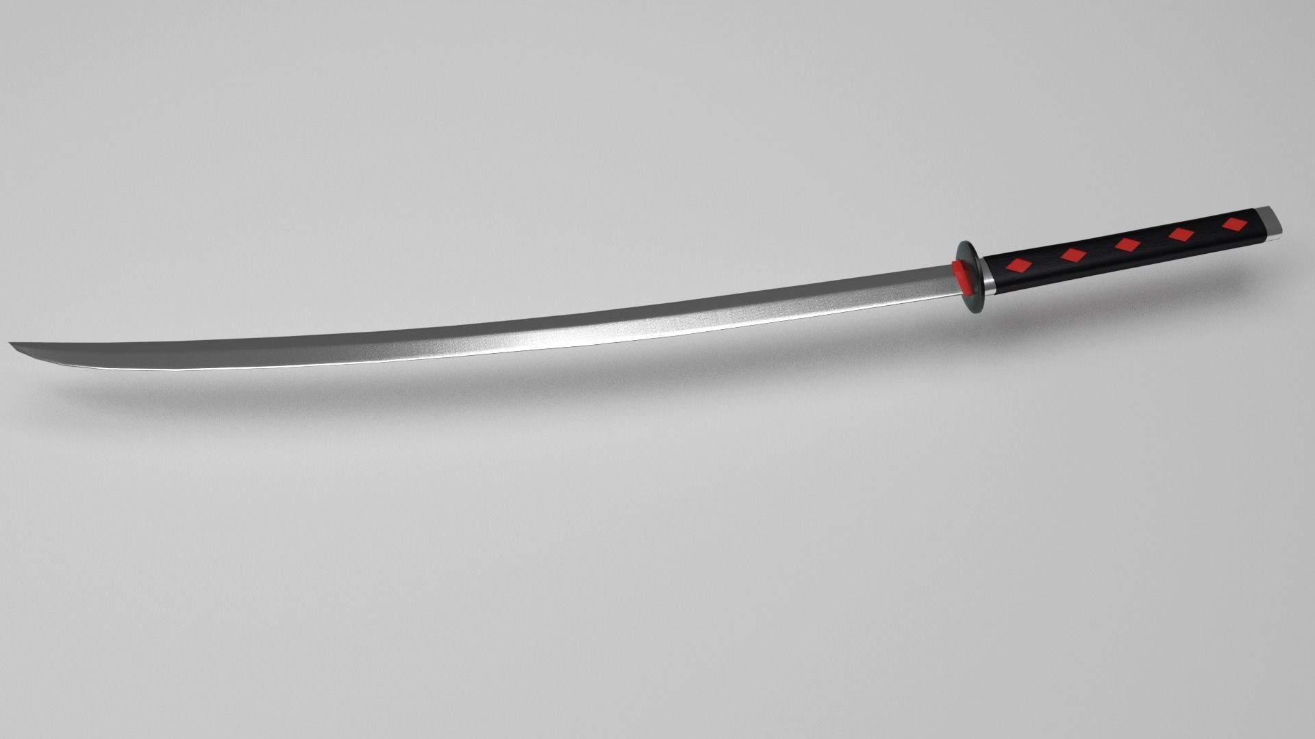 Black Hilt Katana Low-poly 3D model_2
