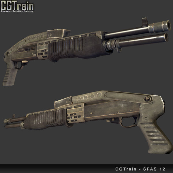 SPAS-12 ShotGun Low-poly 3D model_1