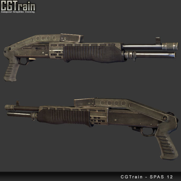 SPAS-12 ShotGun Low-poly 3D model_2