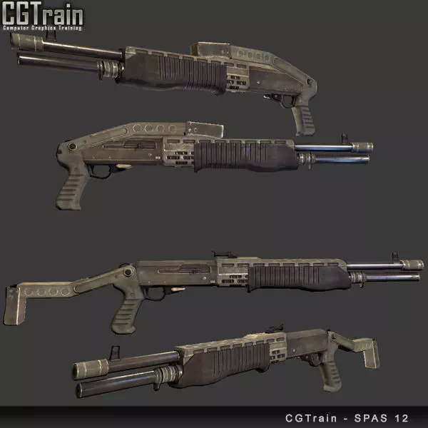 SPAS-12 ShotGun Low-poly 3D model_0