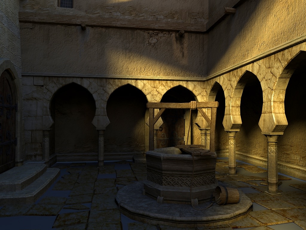 Desert oasis whole scene 3D model_1