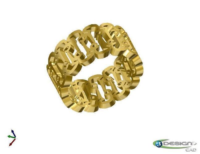 band ring Ali gold silver jewelry 3D print model farsi persian 3D print model
