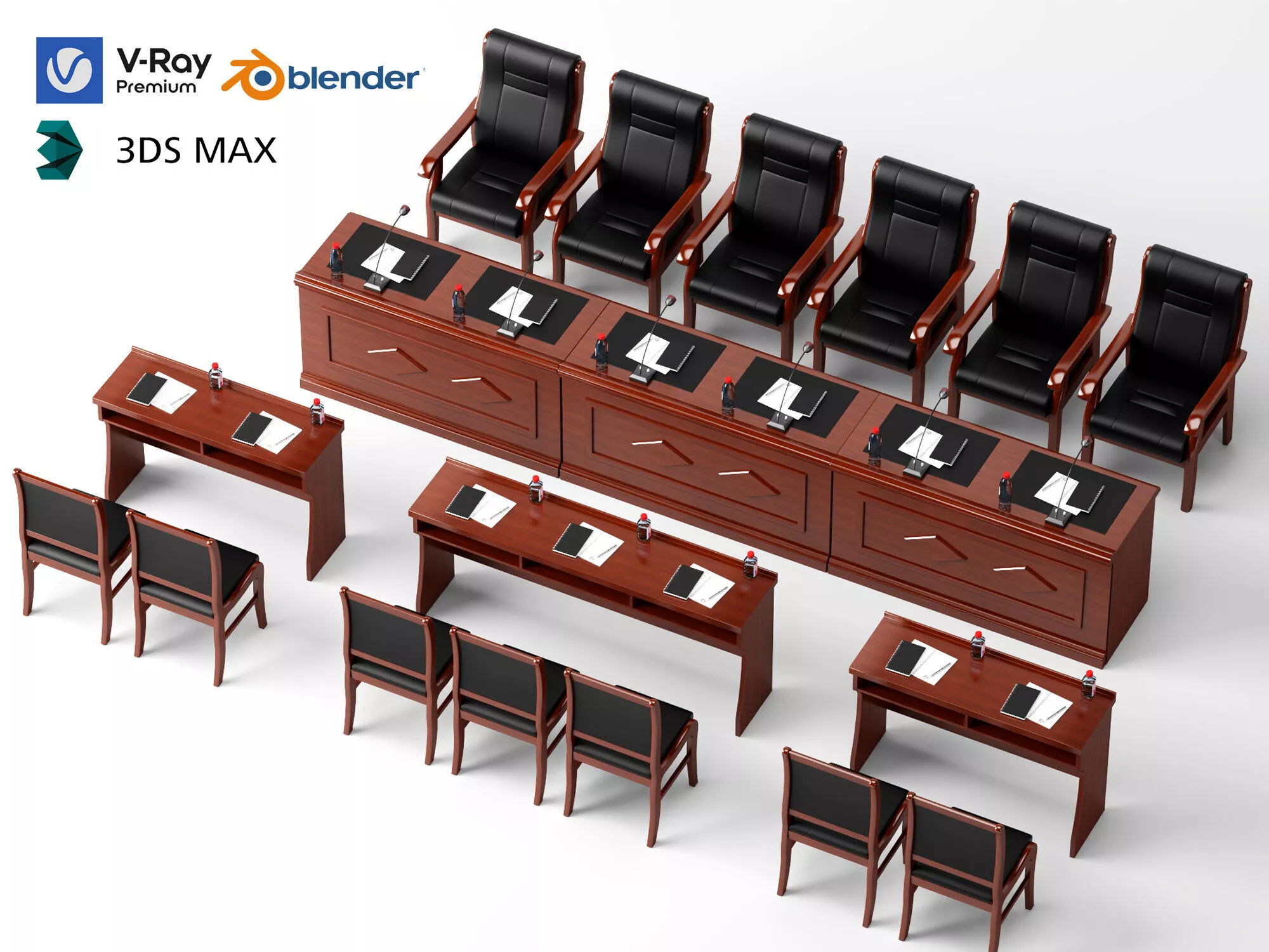 Executive chair set 3D model