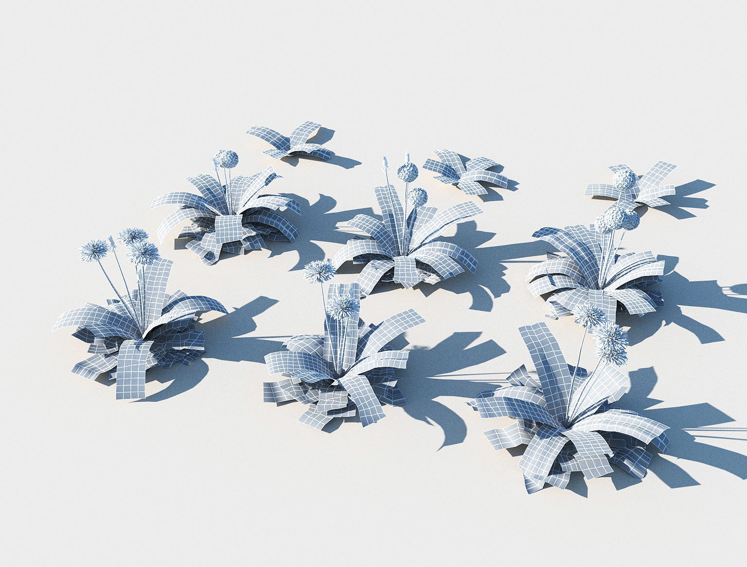 Dandelion set Low-poly 3D model_15