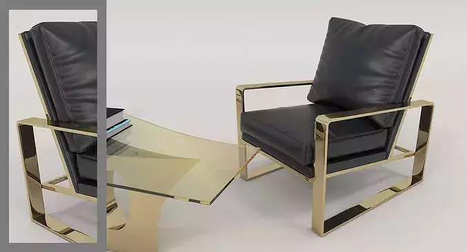 Contemporary Living Room Furniture Set 3D model 3