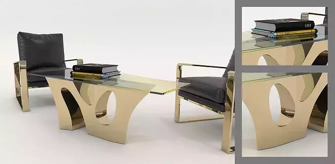 Contemporary Living Room Furniture Set 3D model 4