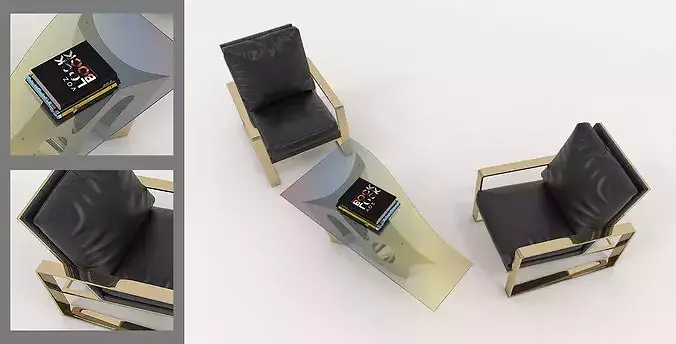 Contemporary Living Room Furniture Set 3D model 2