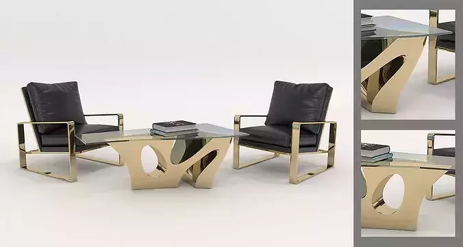 Contemporary Living Room Furniture Set 3D model