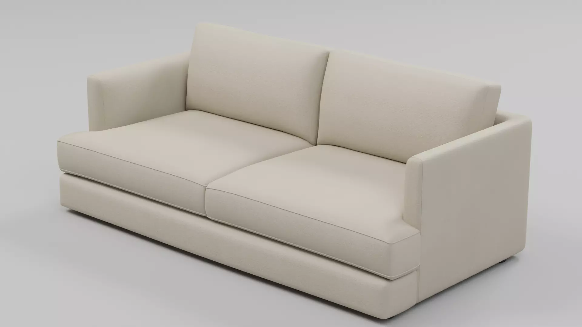 Contemporary Minimalist Low-Back Fabric Sofa 03 - 2-Seater Low-poly 3D model
