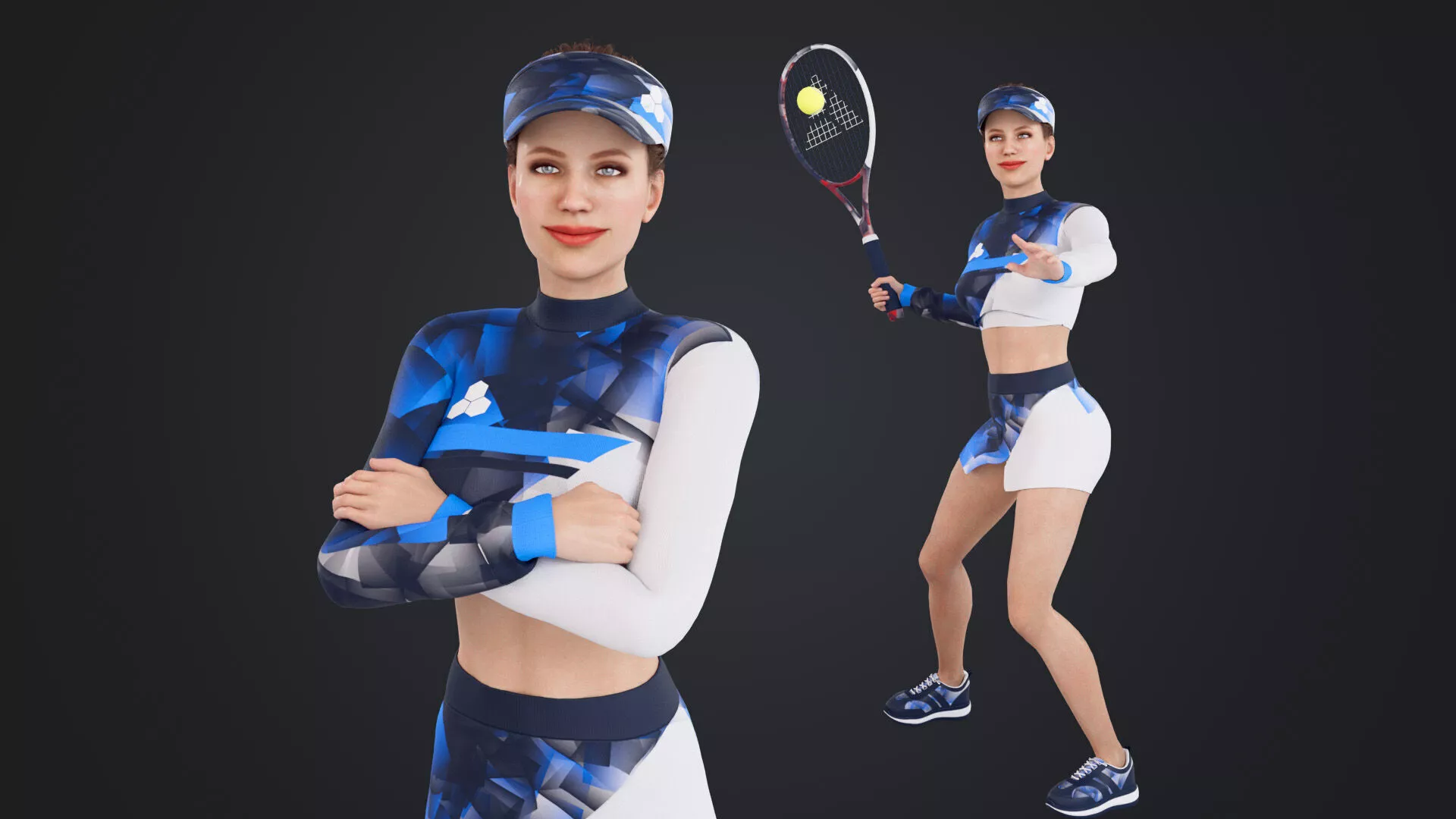 Female Tennis Player Low-poly 3D model