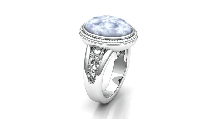 Detailed oval cabochon ring 3D print model