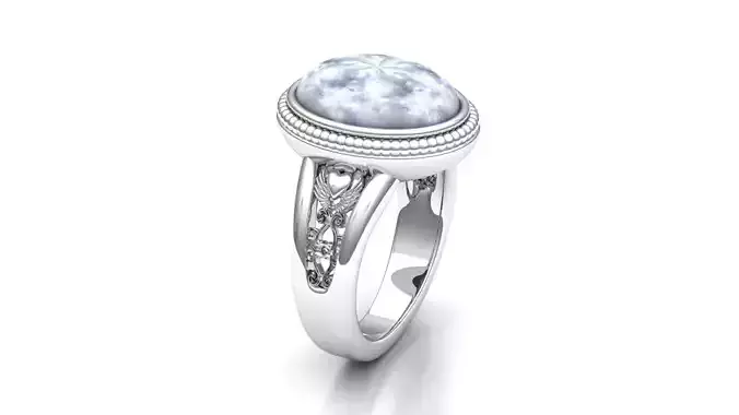 Detailed oval cabochon ring