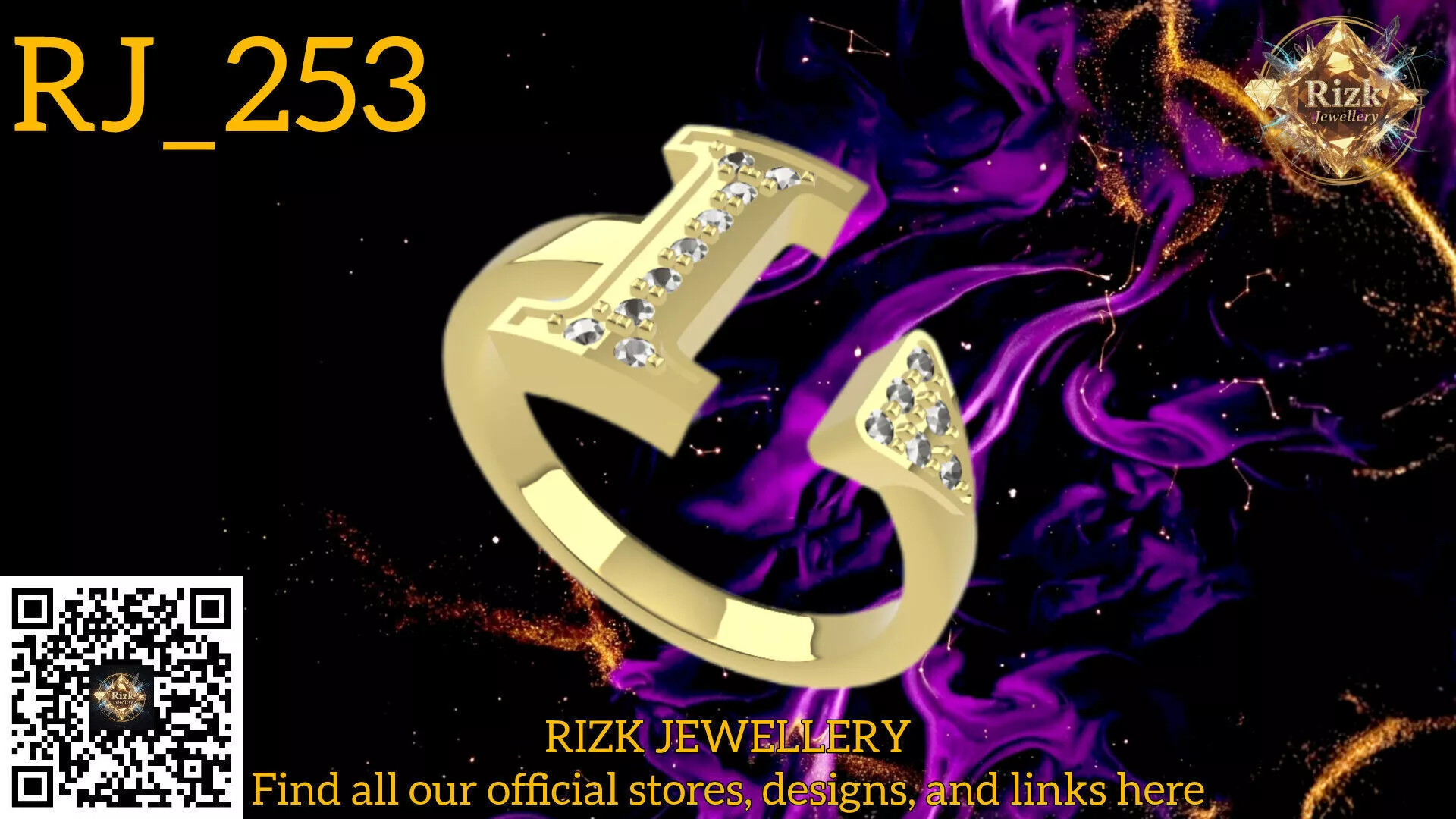 Initial Letter I Diamond Ring Style 5 Model RJ 253 3D print model
