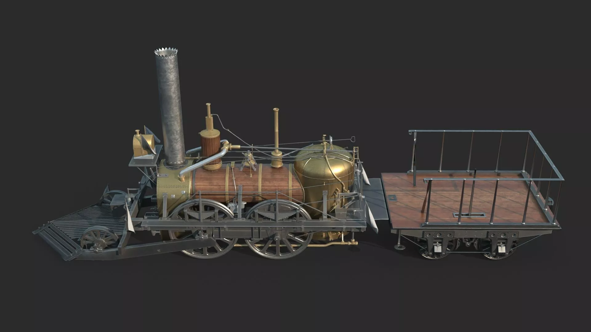 John Bull Vintage retro steam locomotive 3D model