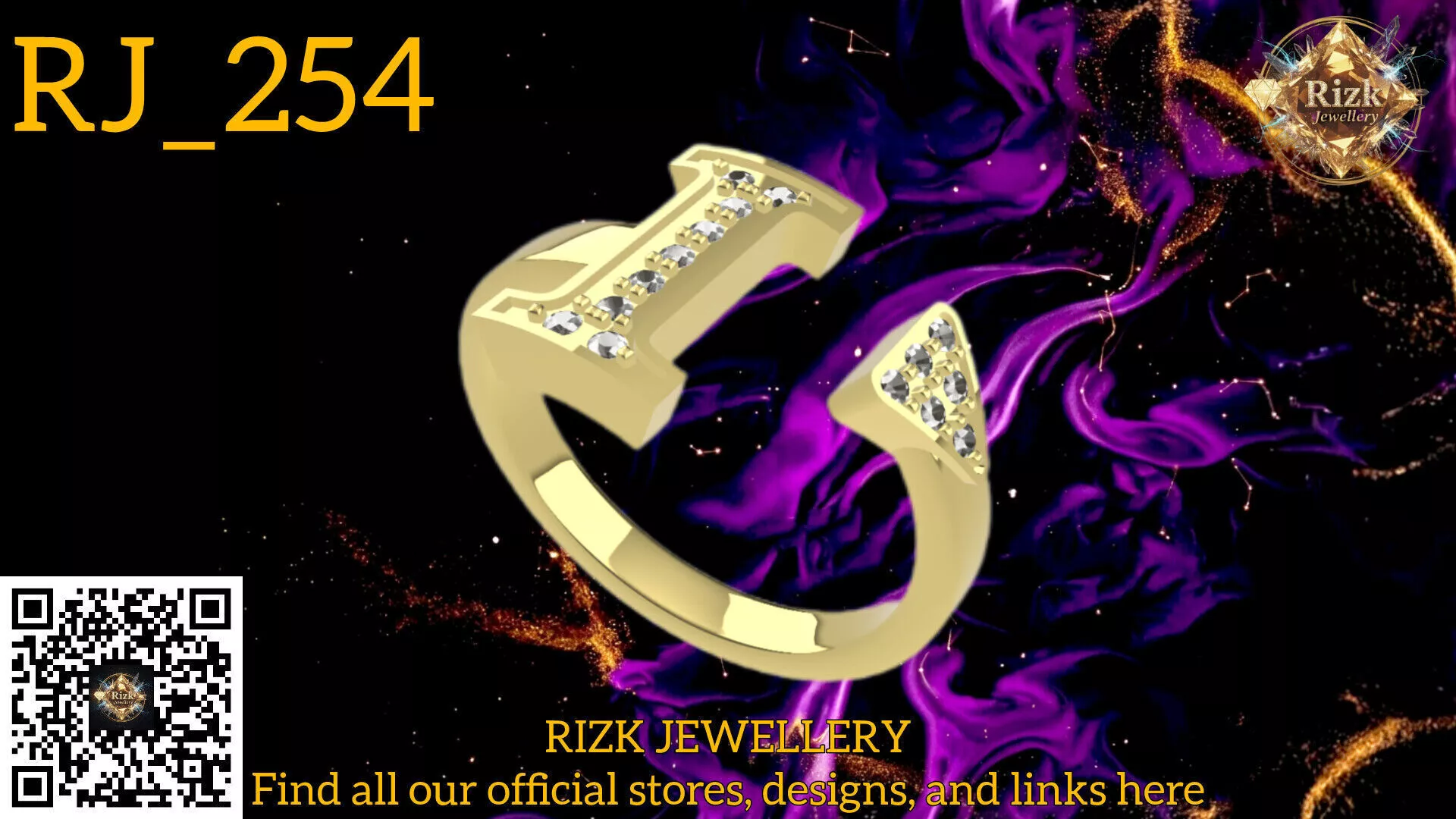 Initial Letter I Diamond Ring Style 6 Model RJ 254 3D print model