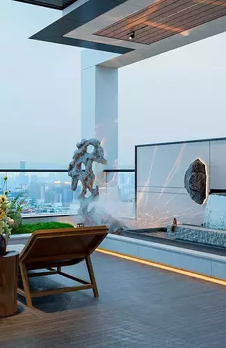 Japanese bedroom with a landscape balcony 3D model 3