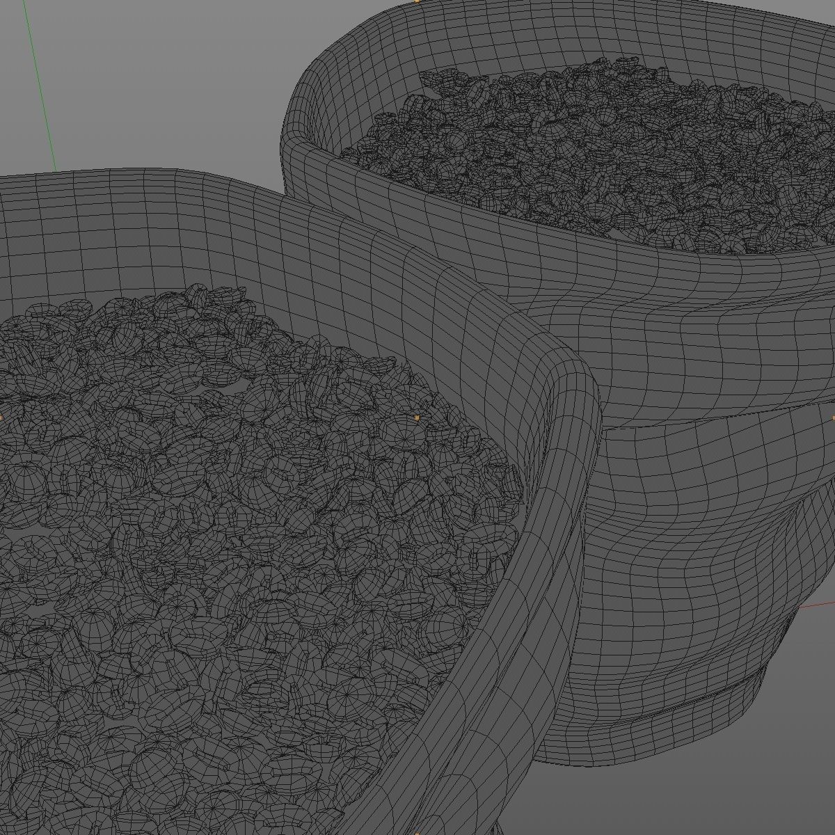 Coffee Burlap Hessian Fabric Bag with Coffee Beans Low-poly 3D model_6