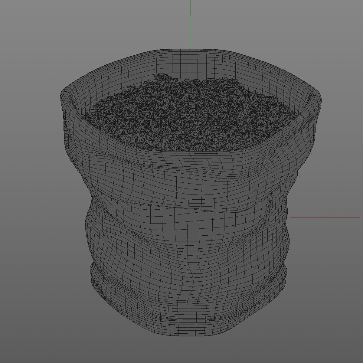 Coffee Burlap Hessian Fabric Bag with Coffee Beans Low-poly 3D model_7