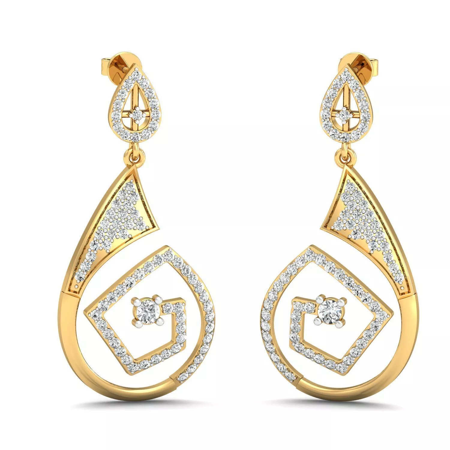SILVER AND GOLD LONG EARRINGS 3D print model