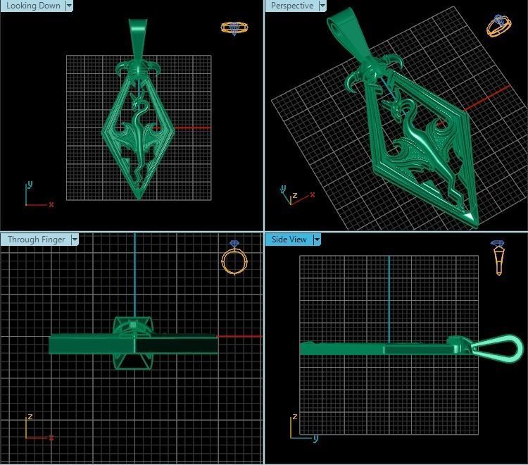 Pendant dragon in gold 3D print model_2