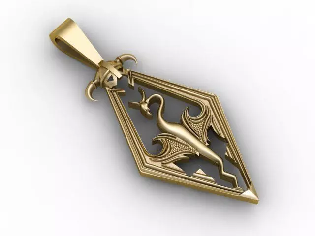 Pendant dragon in gold 3D print model_0