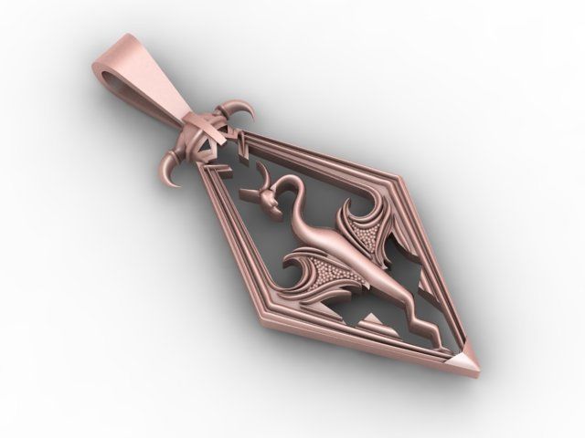 Pendant dragon in gold 3D print model_1