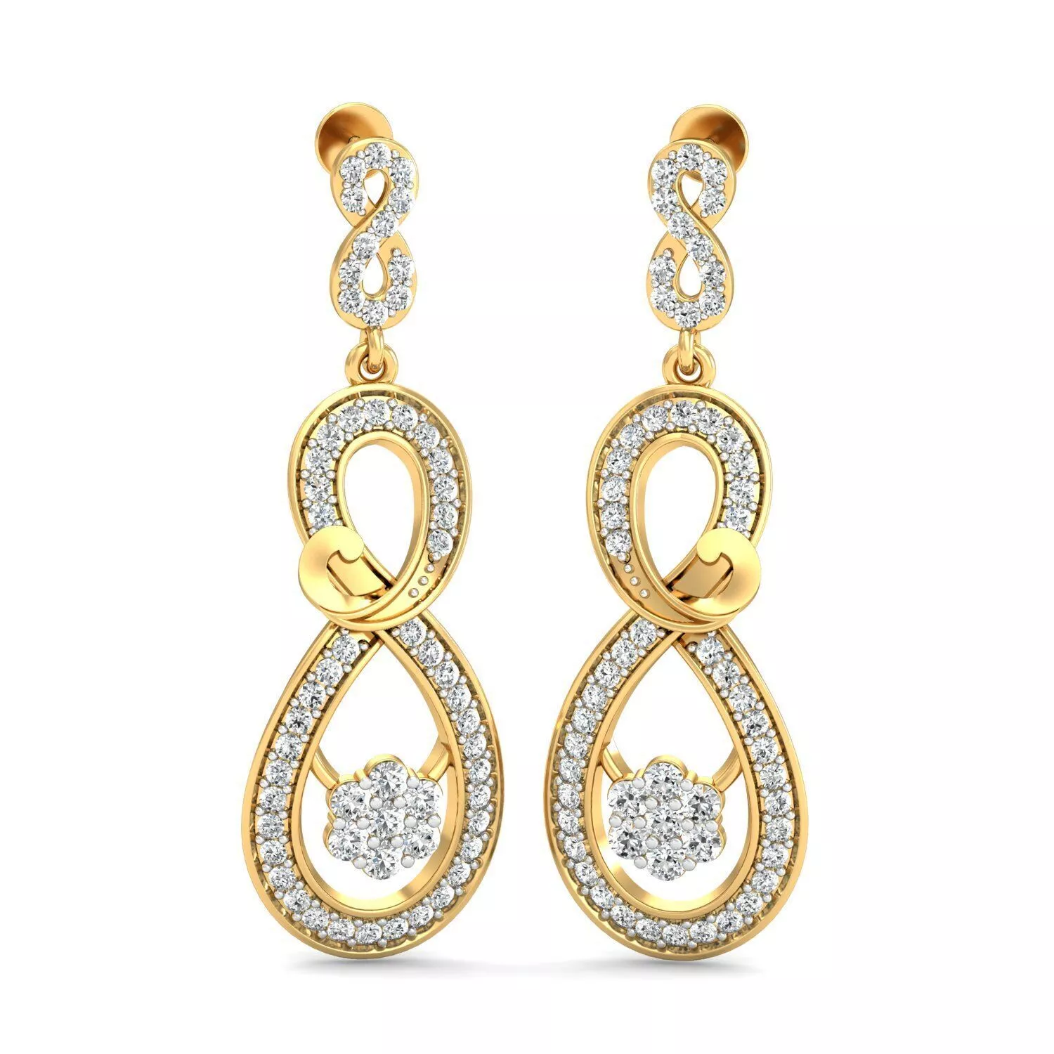 SILVER AND GOLD LONG EARRINGS 3D print model