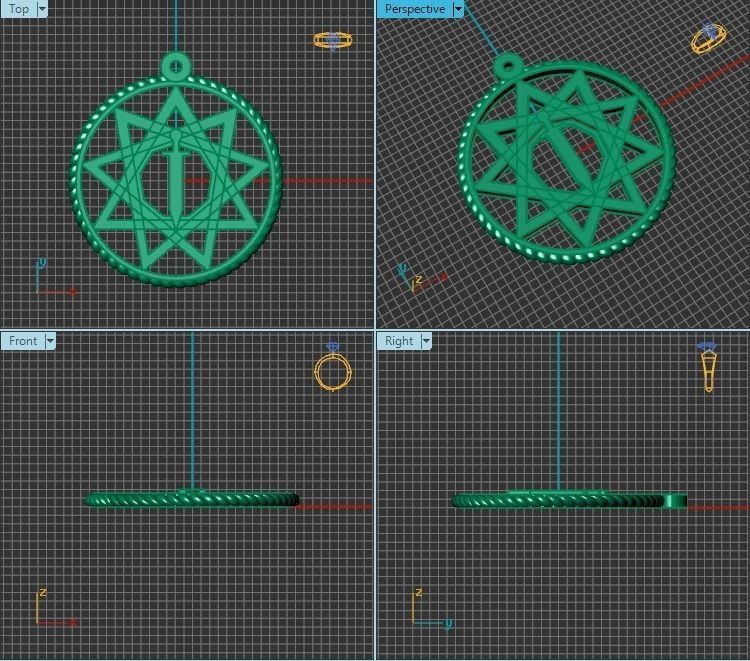 Pendant star of david 3D print model_2