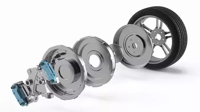 Modular Electric Wheel Motor Breakdown 3D model 5