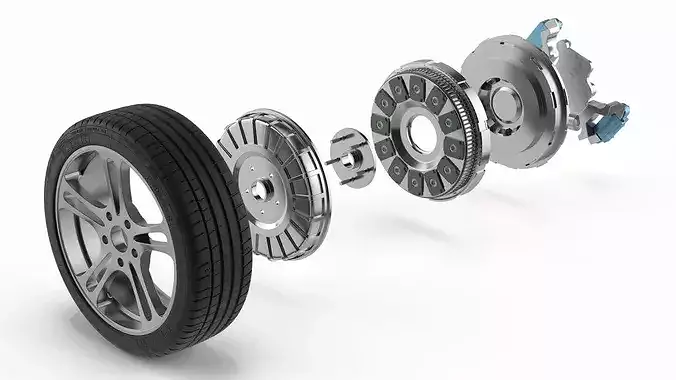 Modular Electric Wheel Motor Breakdown 3D model