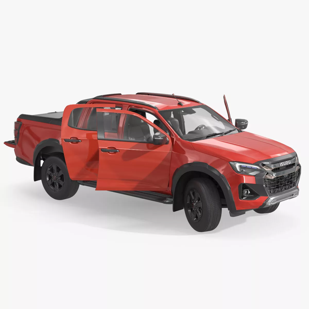 Isuzu D-MAX 4x4 Truck Red Rigged 3D model