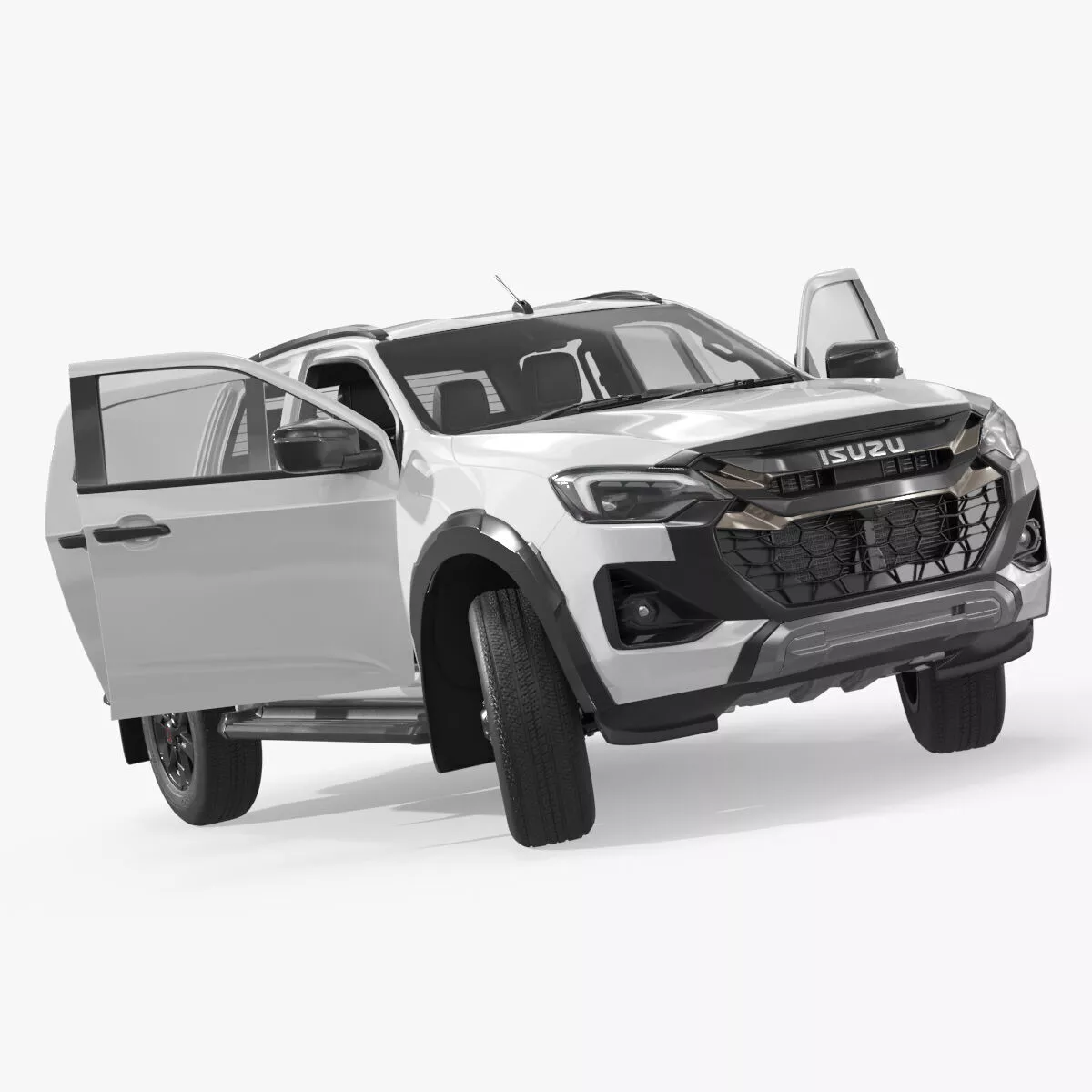 Urban Isuzu Pickup Truck White Rigged 3D model