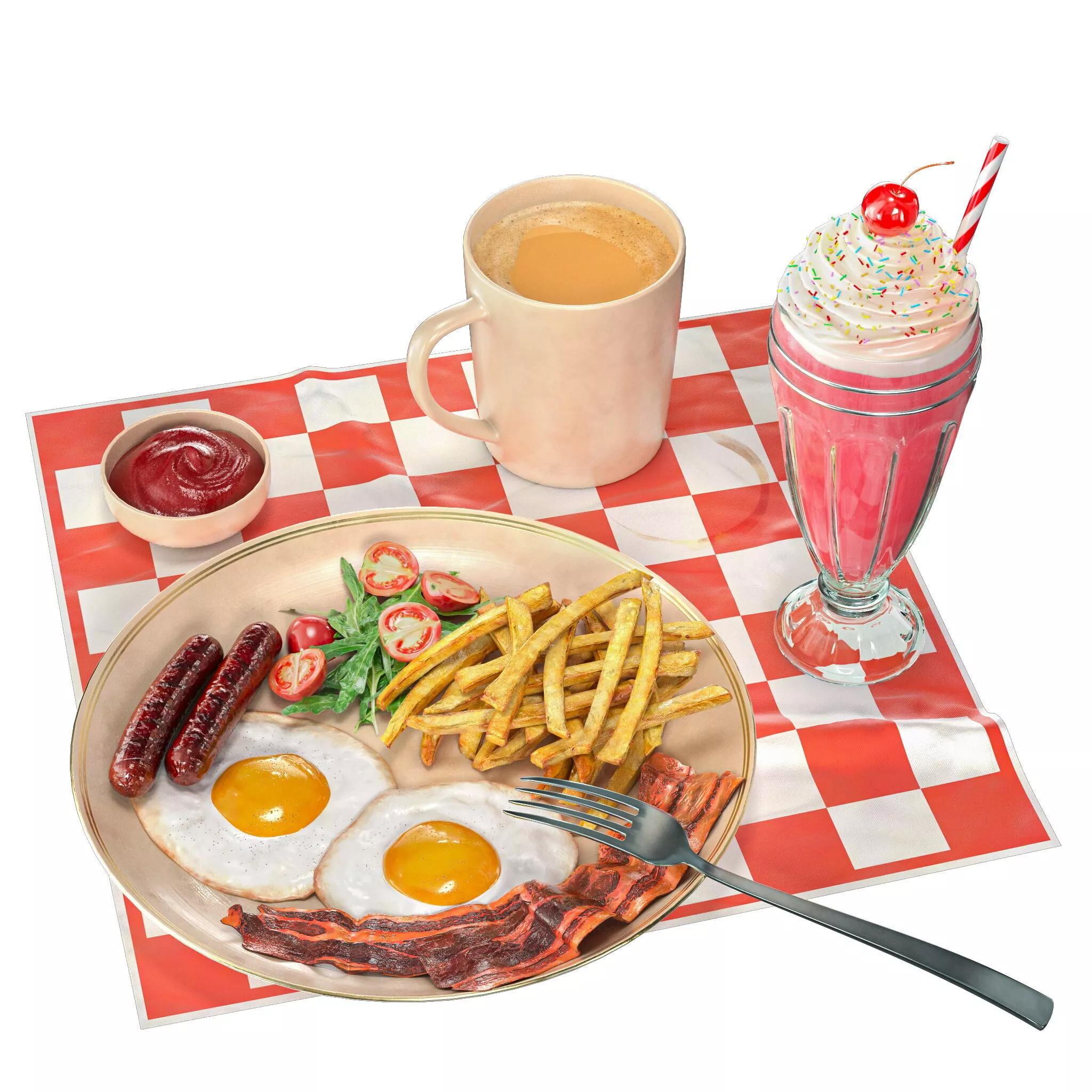 Breakfast at an American Diner 3D model