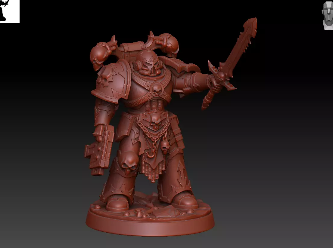 Grimdark Corrupted Space Knight Boss Miniature 3D print model
