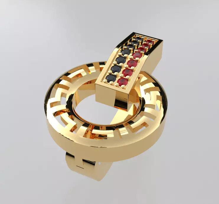 Meander Pattern Gold Pave Leverback Earrings English lock 3D print model