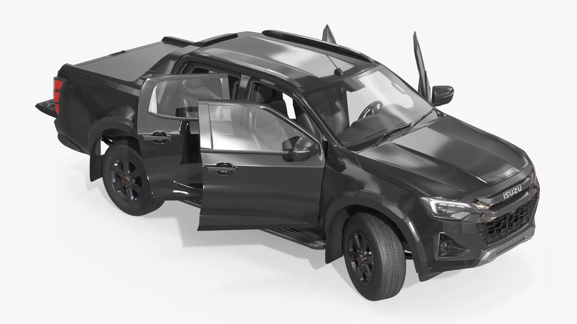 Off-Road Isuzu Pickup 2025 Black Rigged 3D model