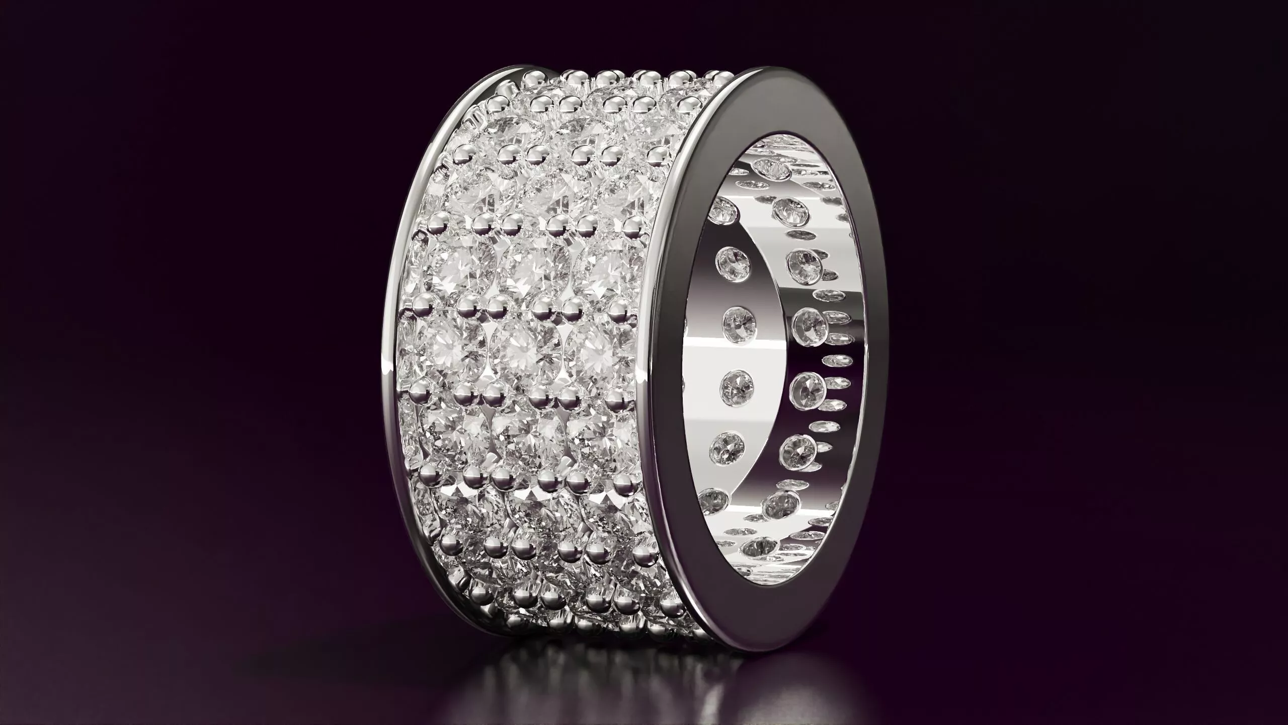 Round cut 3line eternity ring N05 EU54 Free 3D print model