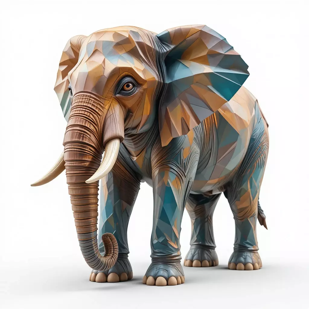 Geometric Elephant 3D Model - Low Poly Animal Asset 3D print model