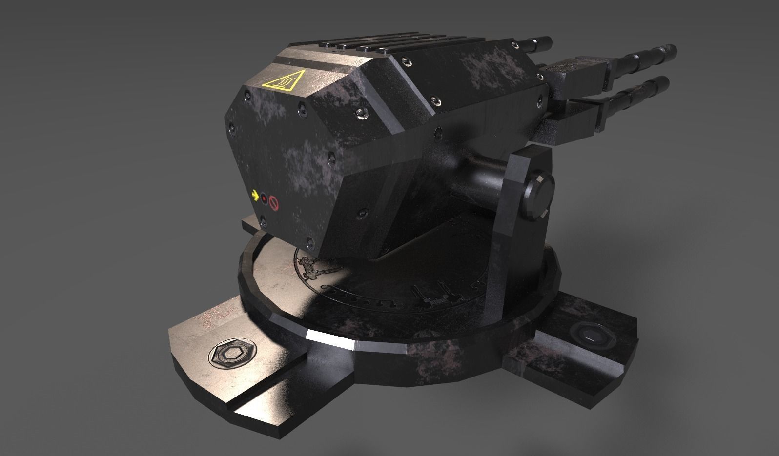 AA Gun - Spaceship Gun Textured Low-poly 3D model_1