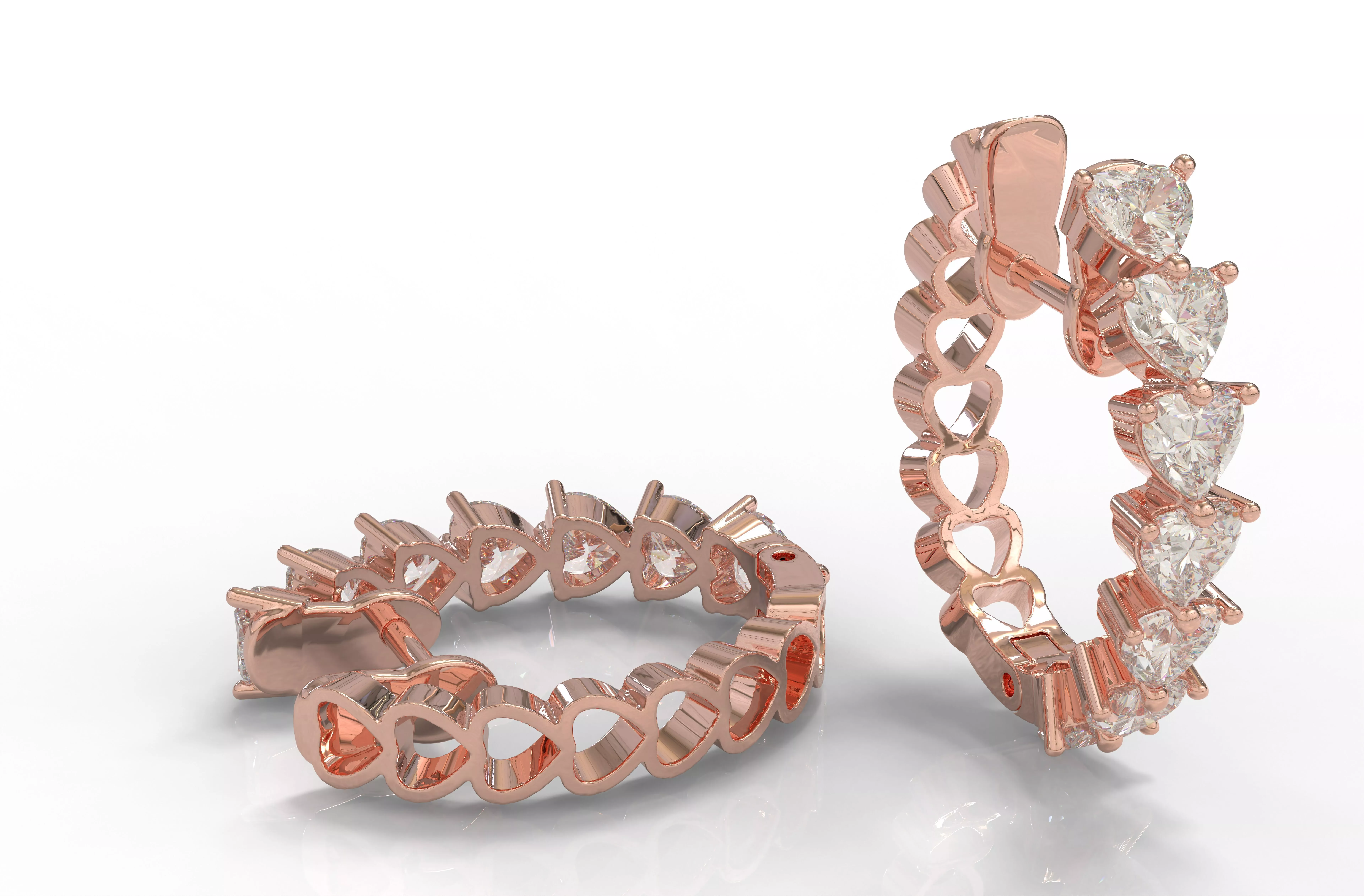 Heart Diamond Hoop Earrings HDHE35 3D print model