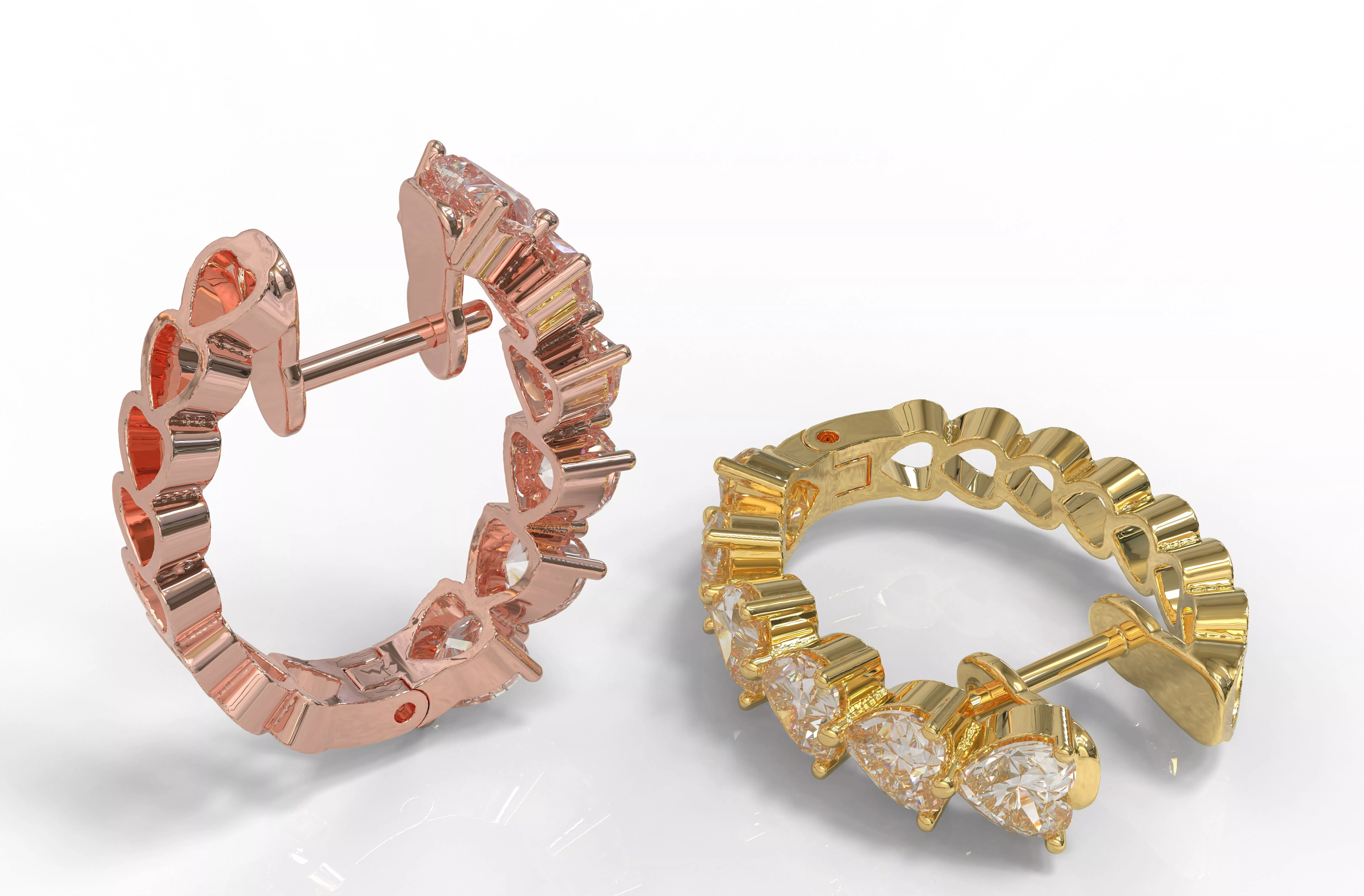 Heart Diamond Hoop Earrings HDHE40 3D print model