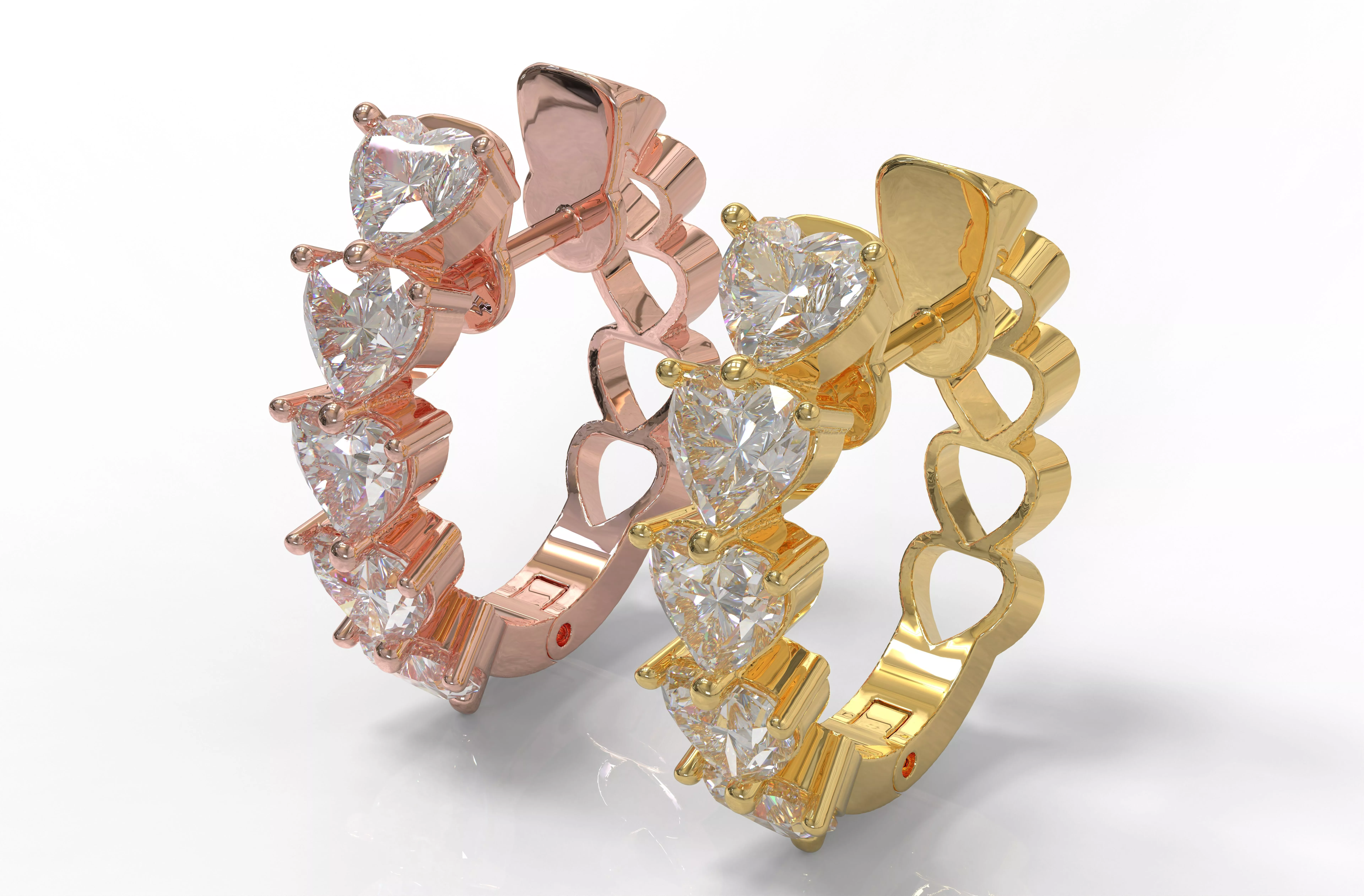 Heart Diamond Hoop Earrings HDHE 45 3D print model