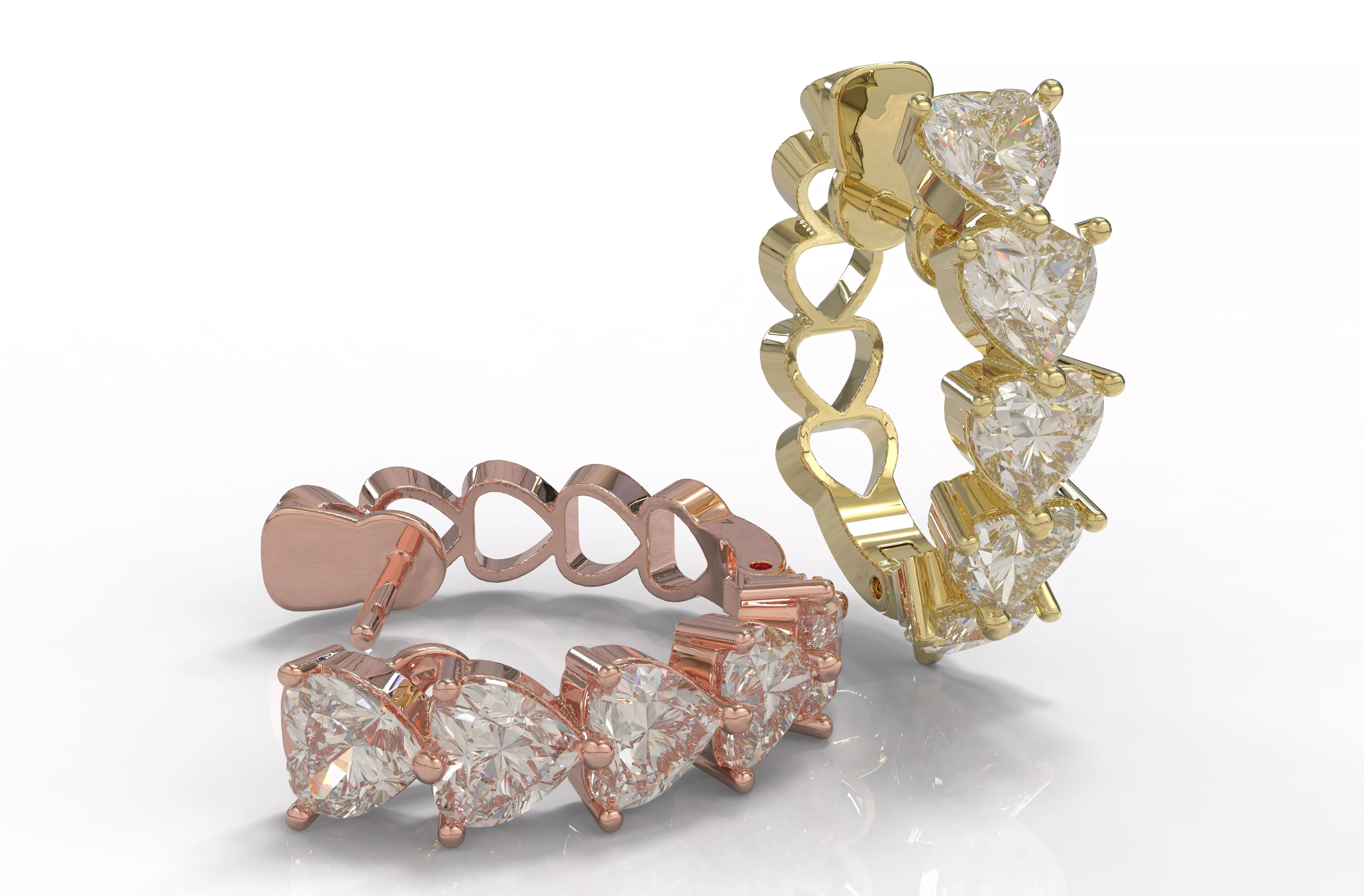 Heart Diamond Hoop Earrings HDHE 50 3D print model