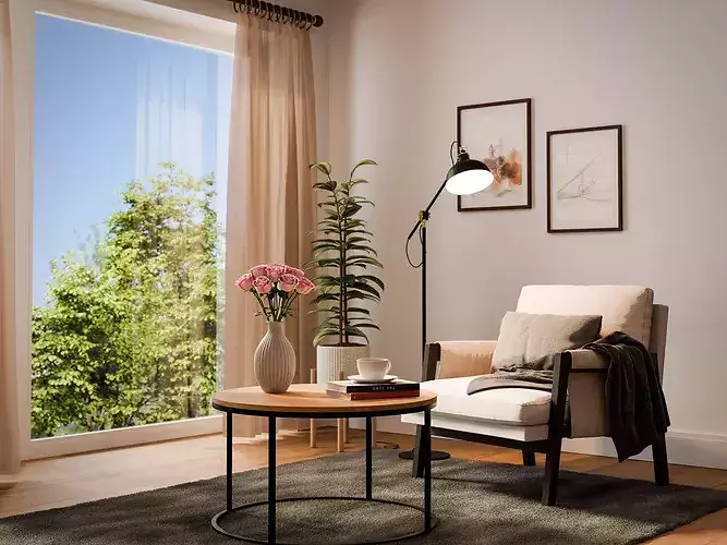 Interior living room scene 3D model