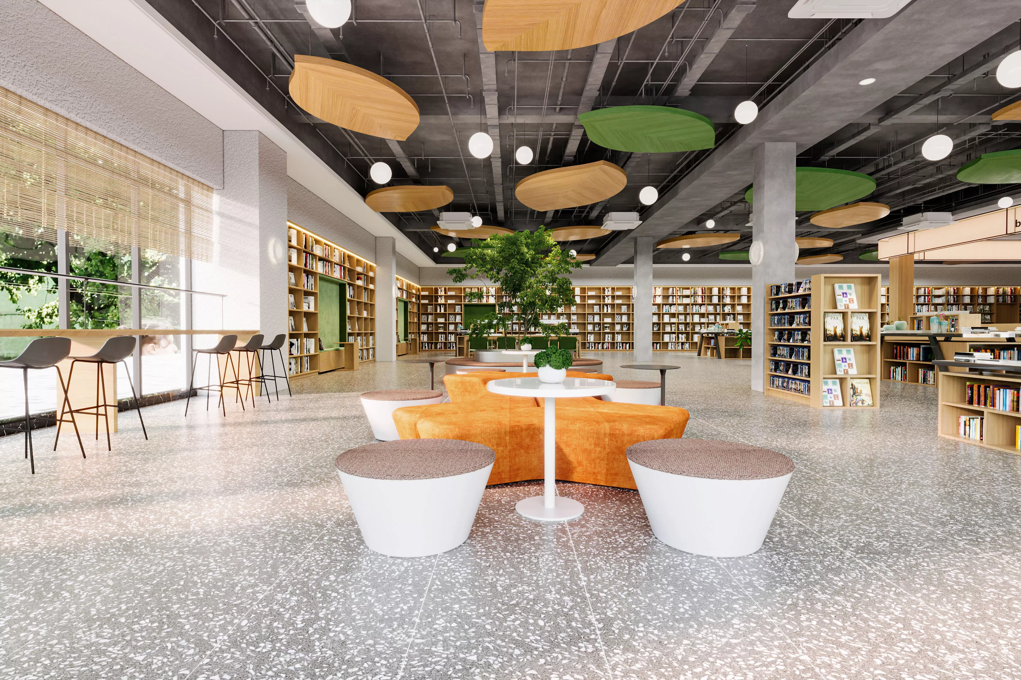 Original Wood Style - Open Library - Reading Area Interior 3D model