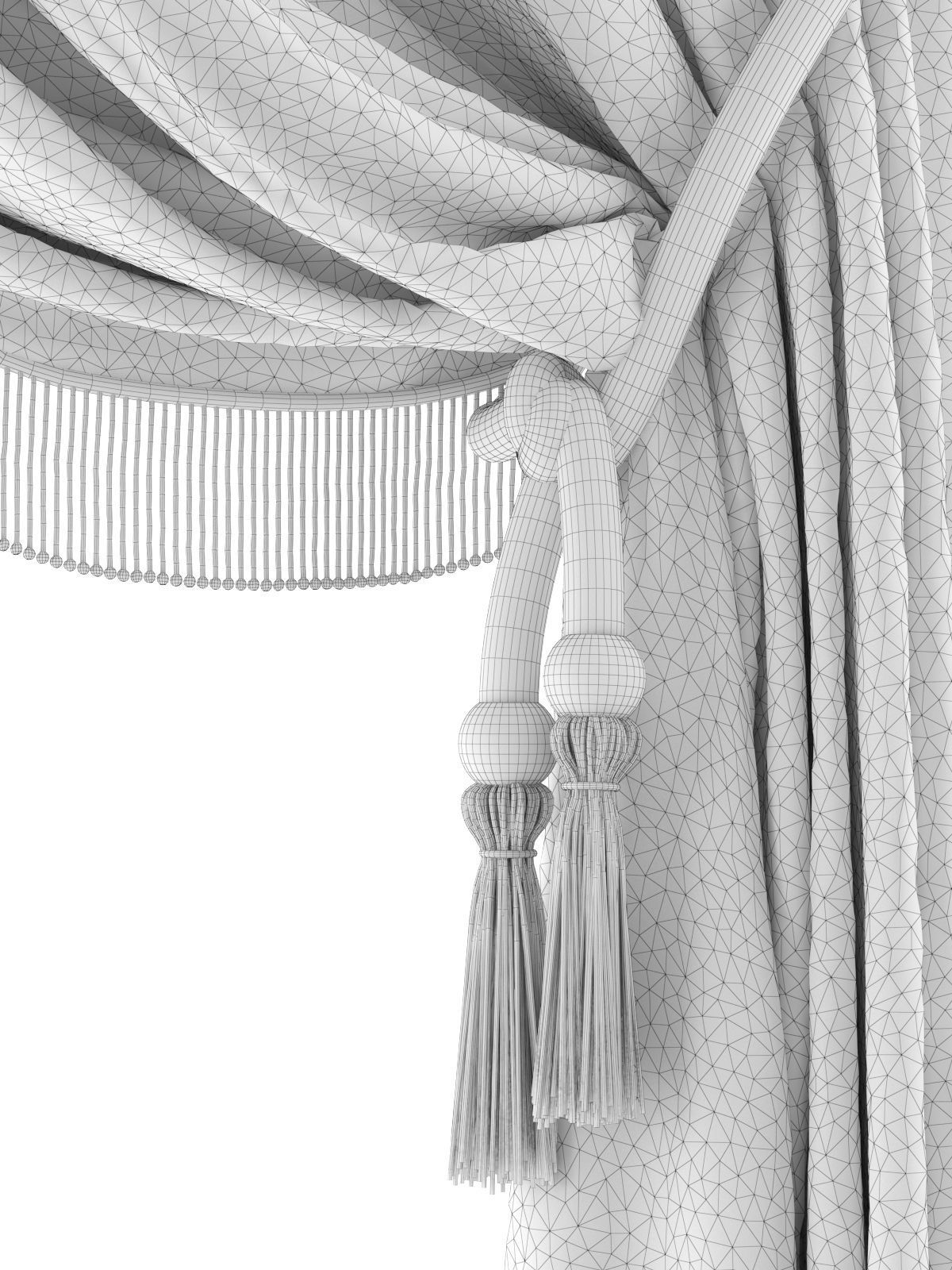 Vintage Velvet Drapery 3D model_4