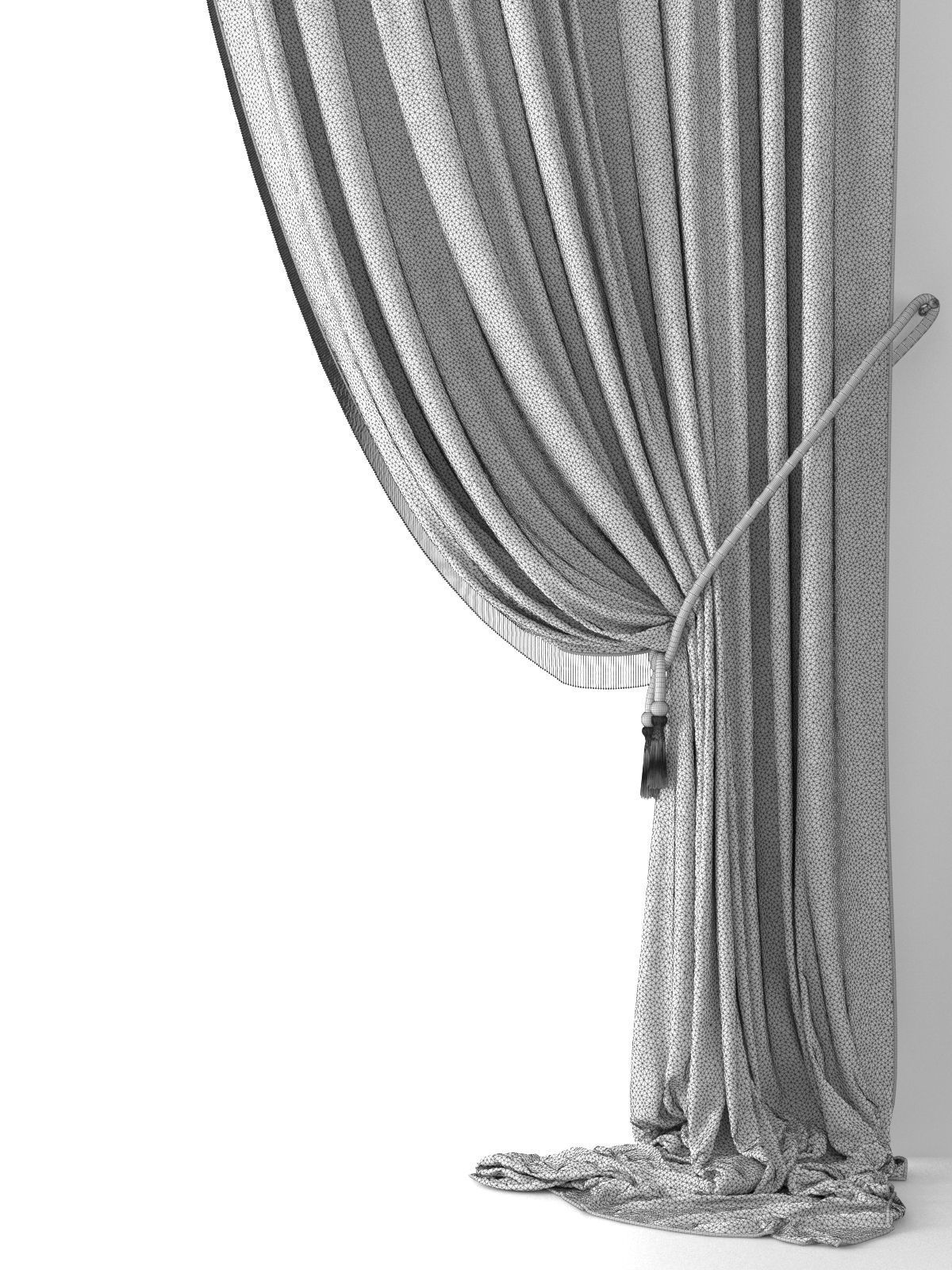 Vintage Velvet Drapery 3D model_3