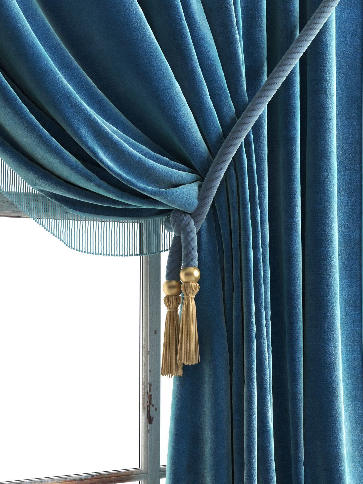 Vintage Velvet Drapery 3D model_1