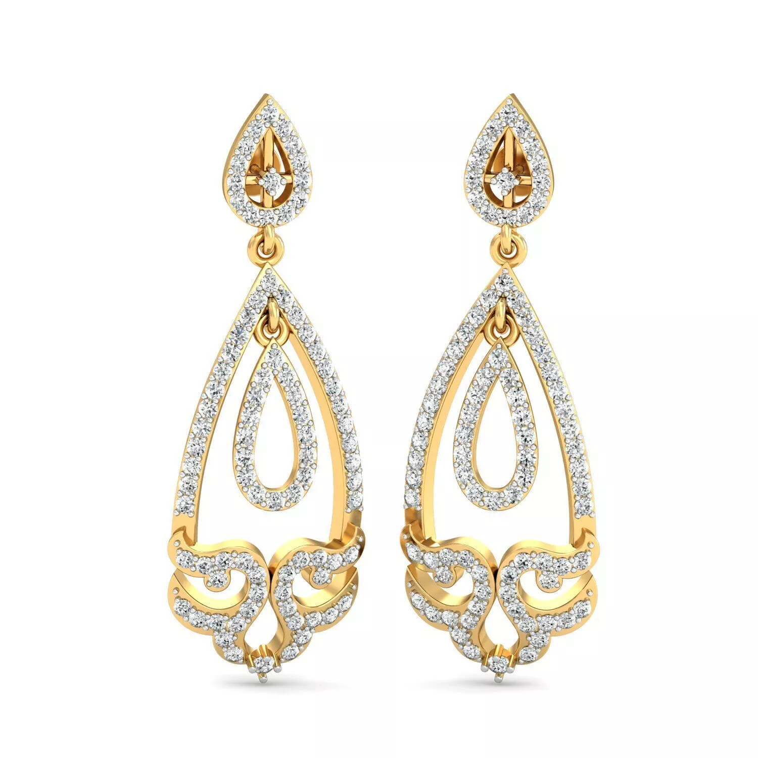 SILVER AND GOLD LONG EARRINGS 3D print model
