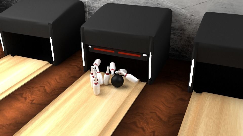 Bowling scene Fully Textured Animated  3D model_0